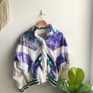 East West Vintage Windbreaker Jacket Purple/White